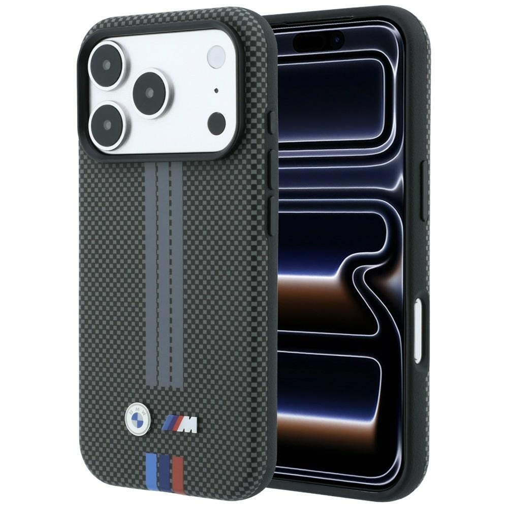 BMW M Quadrille Kevlar trefarget mønster MagSafe-etui til iPhone 18 Pro / 17 Pro – mørkegrå