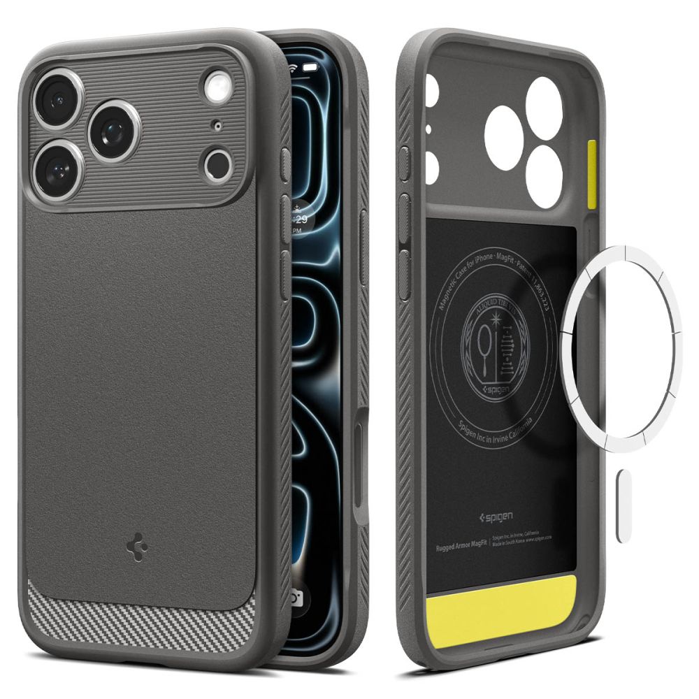 Spigen Rugged Armor MagSafe-etui til iPhone 18 Pro / 17 Pro – grå