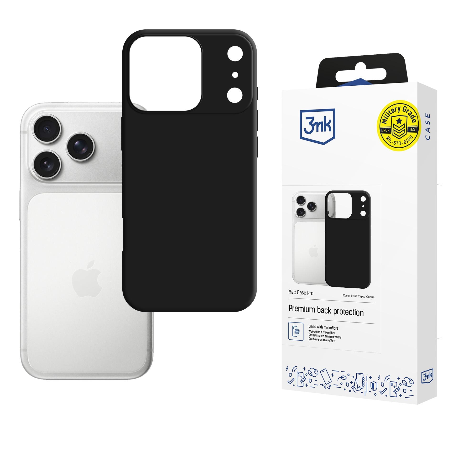 3mk Matt Case Pro til Apple iPhone 17 Pro Max – matt svart