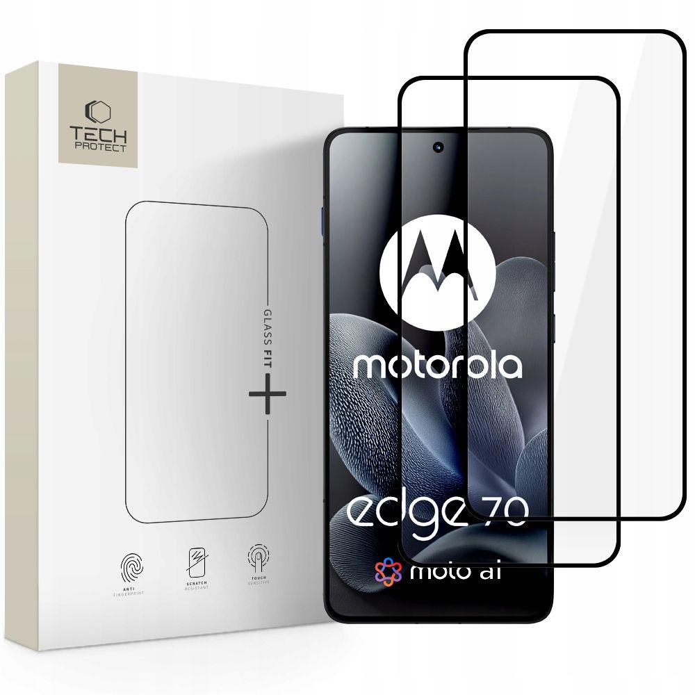 Tech-Protect Glass Fit+ 2-pakk med herdet glass til Motorola Edge 70 5G – svart
