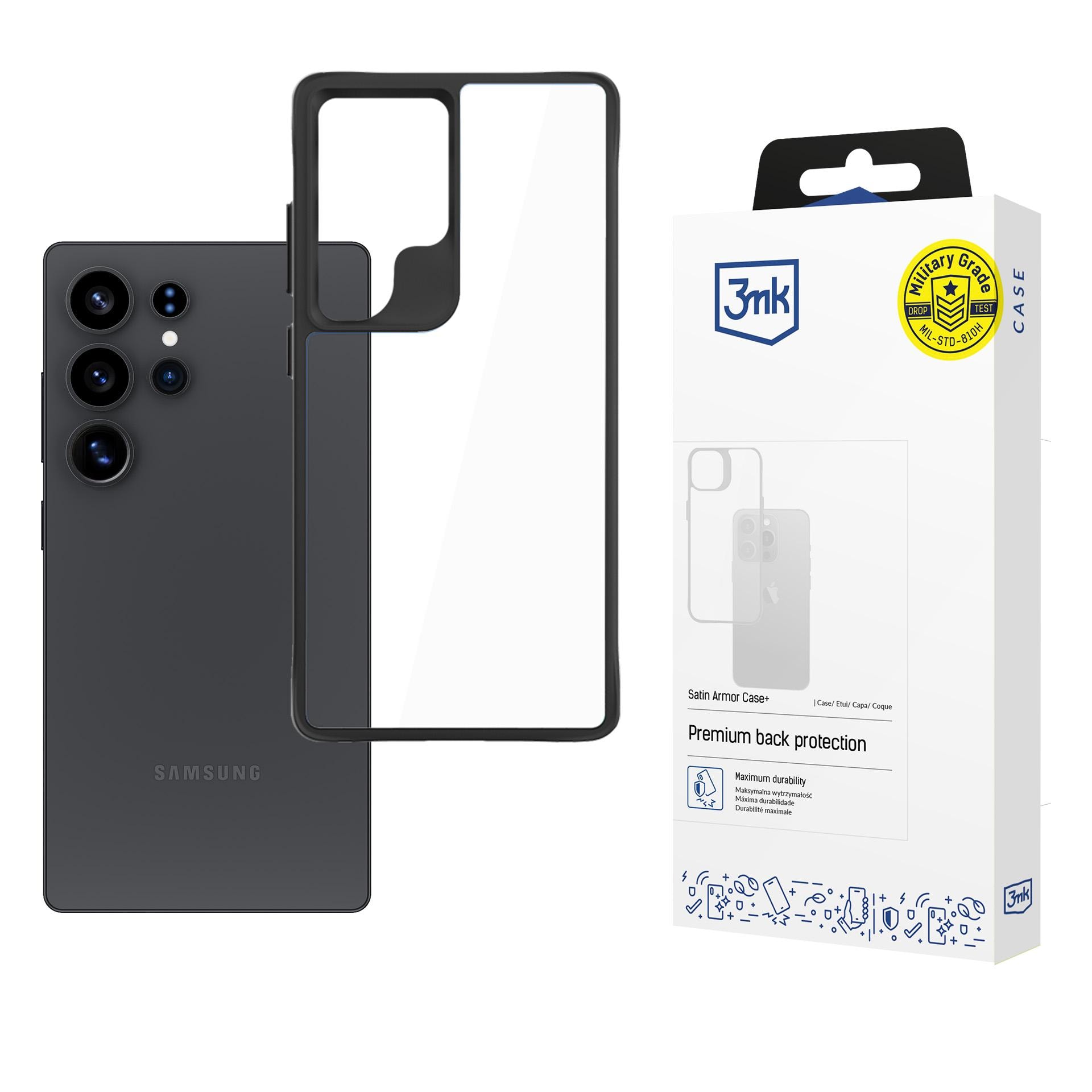 3mk Satin Armor Case+ til Samsung Galaxy S25 Ultra – gjennomsiktig