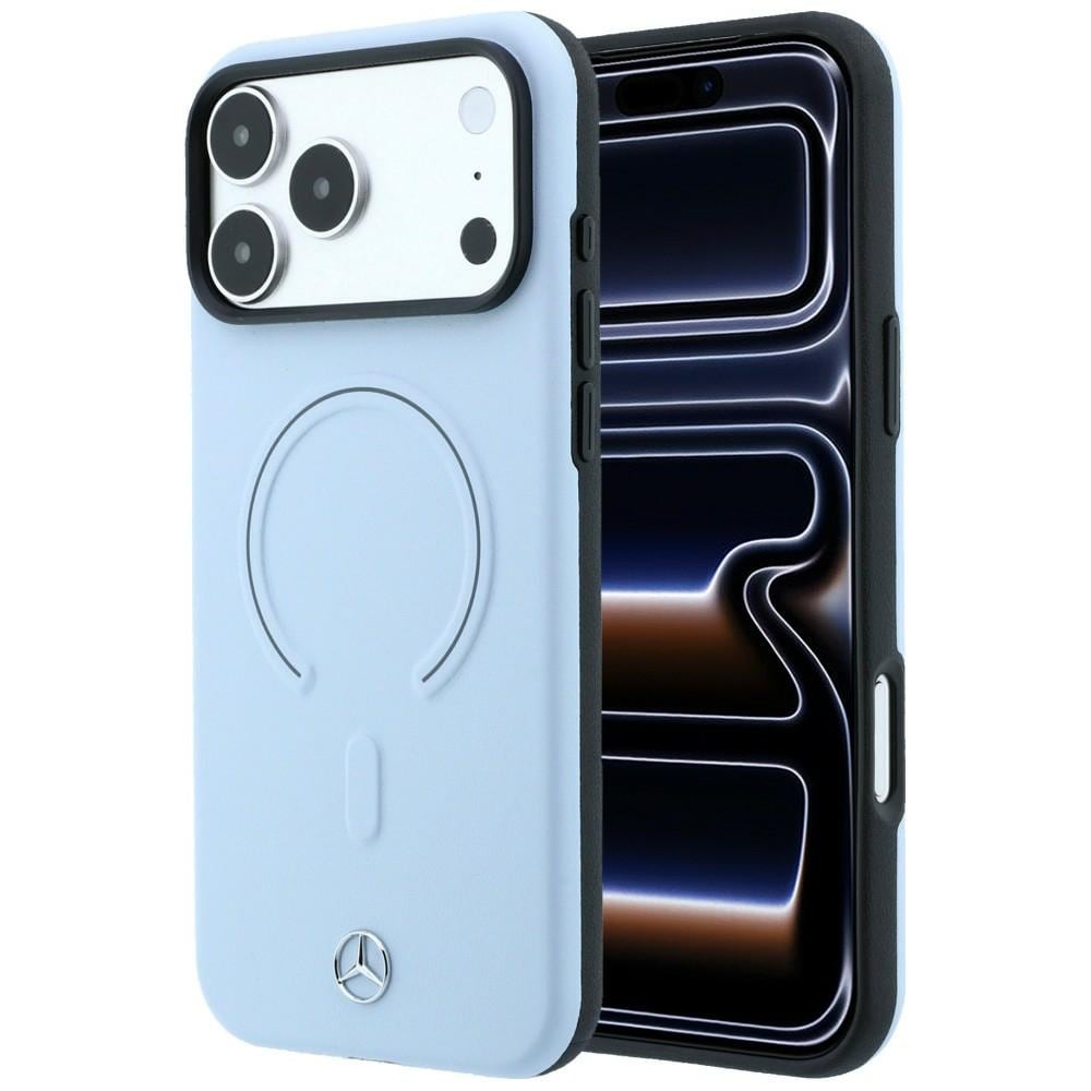 Mercedes 3D MagSafe-etui i skinn til iPhone 18 Pro Max / 17 Pro Max – blå