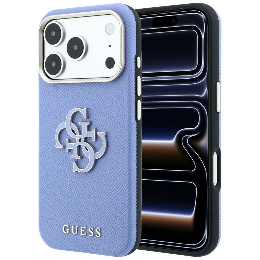 Guess-etui med strukturert overflate og stort harpikslogo til iPhone 18/17 Pro Max – Blå
