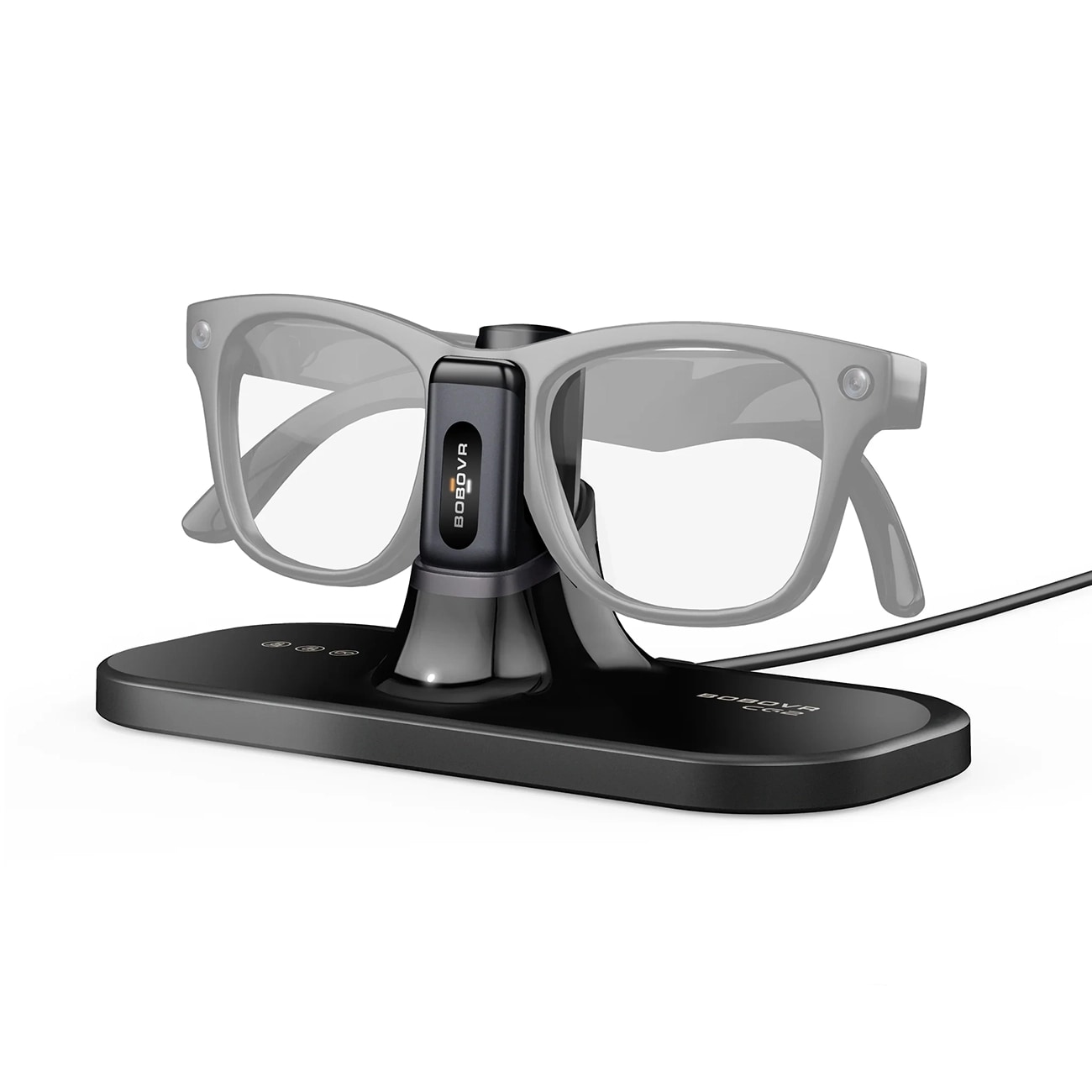 BoboVR CG2 3-i-1-ladestasjon for smarte briller med klips, 350 mAh og etui – svart