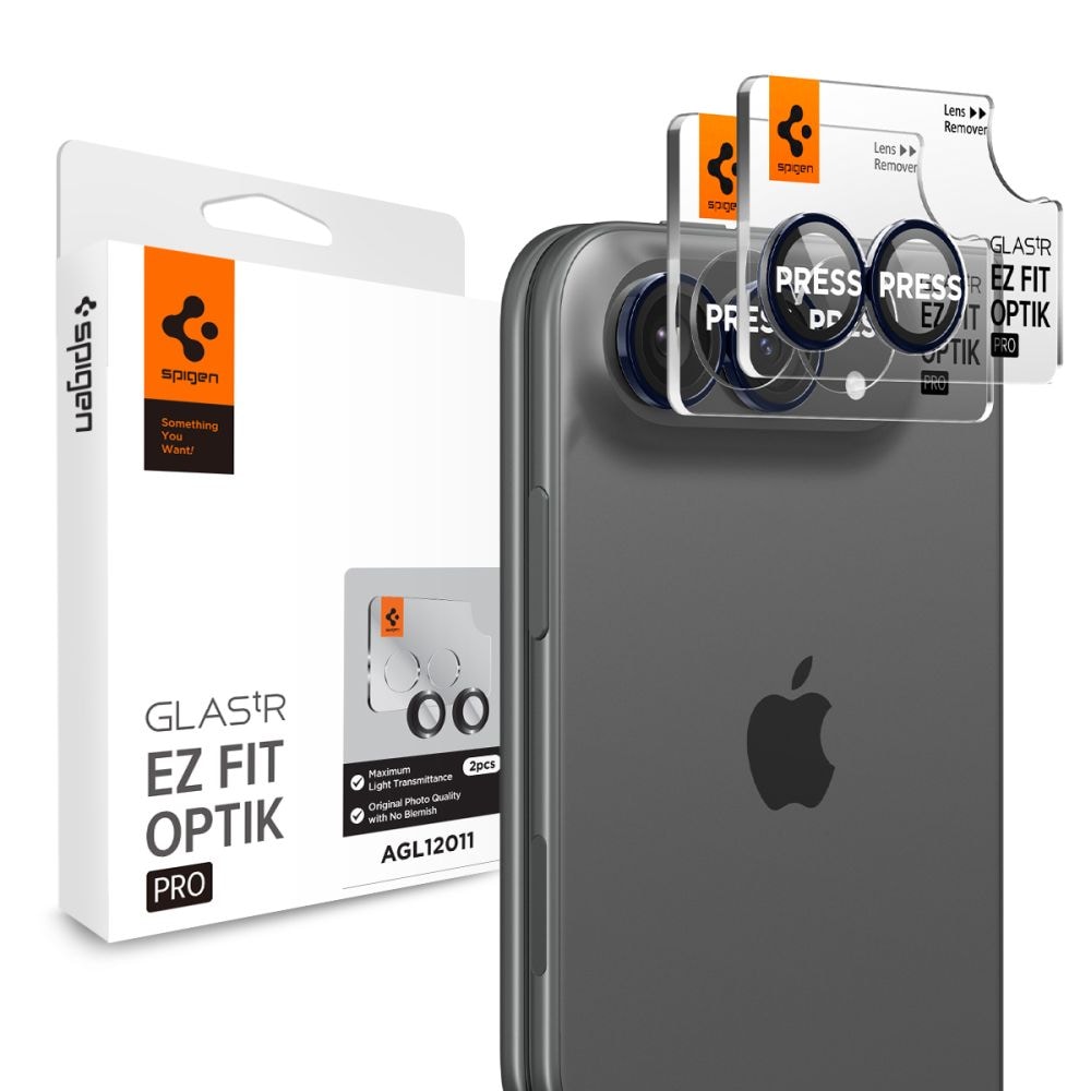 Spigen Optik Pro Glas.tR EZ Fit 2-pk herdet glass kamerabeskyttelse til iPhone Duo – marineblå