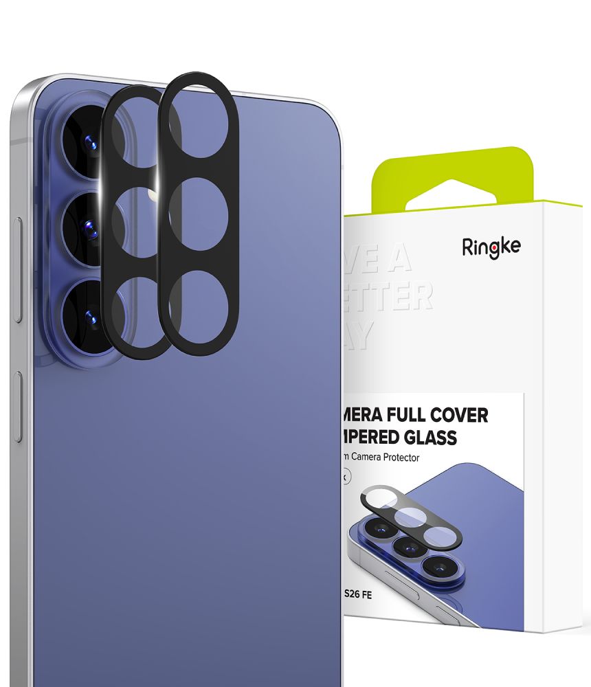 Ringke Camera Full Cover, 2-pakning med herdet glass til Samsung Galaxy S26 FE – svart