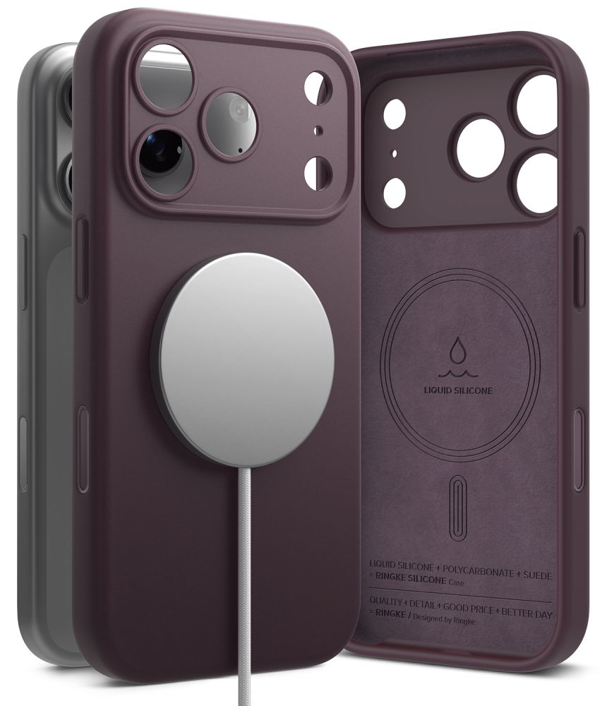 Ringke MagSafe-etui i silikon til iPhone 18 Pro – mørk Cherry