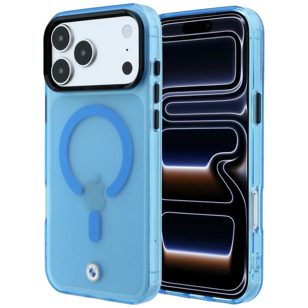 BMW Sign frostet IML- og metalllogo MagSafe-etui til iPhone 18 Pro Max / 17 Pro Max – blå