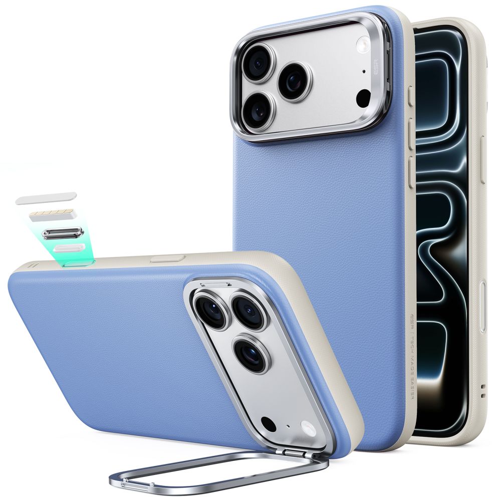 ESR Atelier Kickstand MagSafe-etui til iPhone 18 Pro / 17 Pro – Lysblå