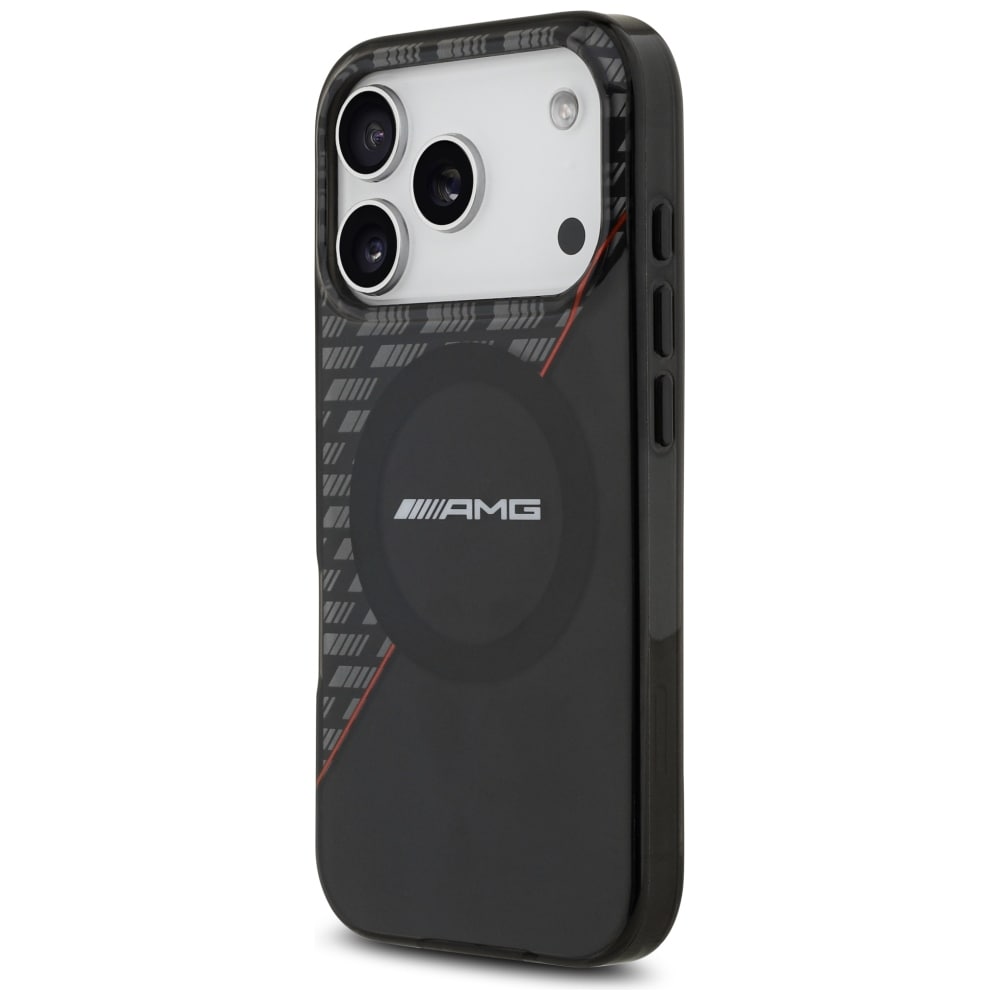 Mercedes AMG IML MagSafe-etui med dobbeltlag og romber til iPhone 18 Pro / 17 Pro – svart og rødt