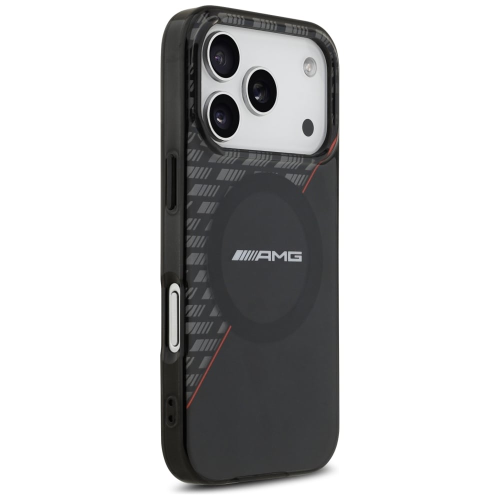 Mercedes AMG IML MagSafe-etui med dobbeltlag og romber til iPhone 18 Pro / 17 Pro – svart og rødt