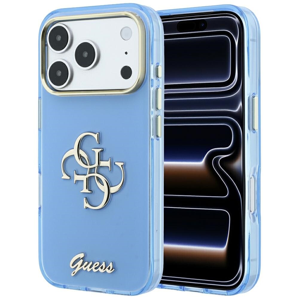 Guess IML 4G Script metalletui til iPhone 18 Pro Max / 17 Pro Max – Lysblå
