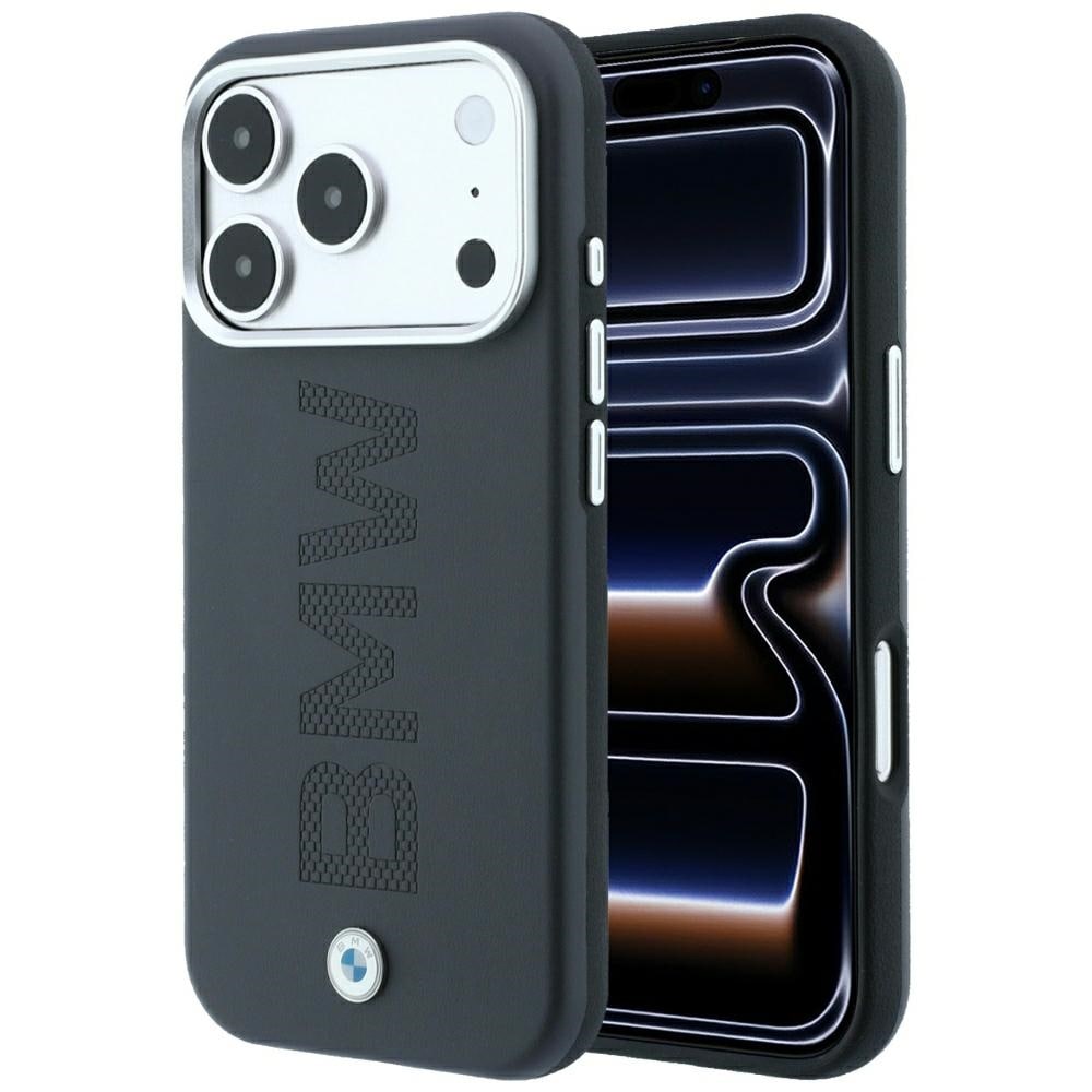 BMW-logo sentrert, preget MagSafe-etui til iPhone 18 Pro Max / 17 Pro Max – grå