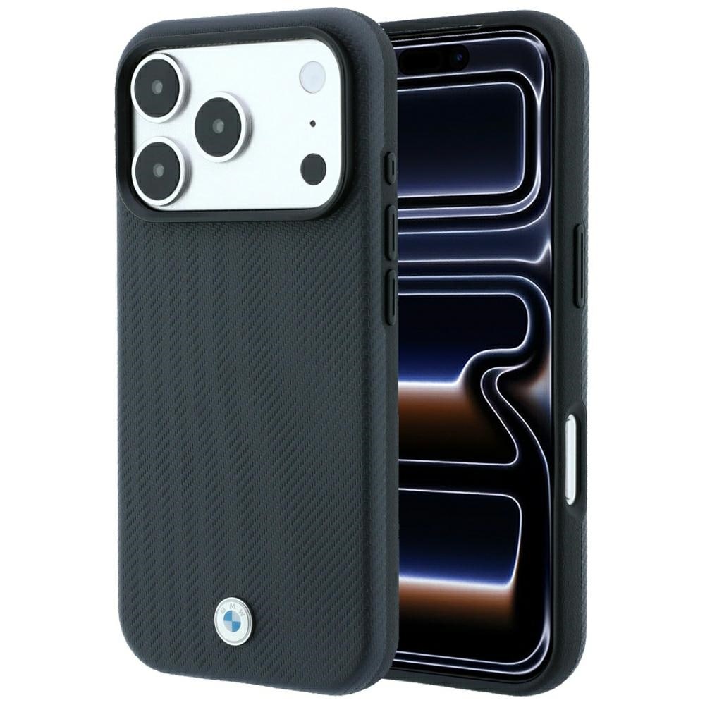 BMW Sign MagSafe-etui med Kevlar- og metallogo for iPhone 18 Pro Max / 17 Pro Max – mørkegrå