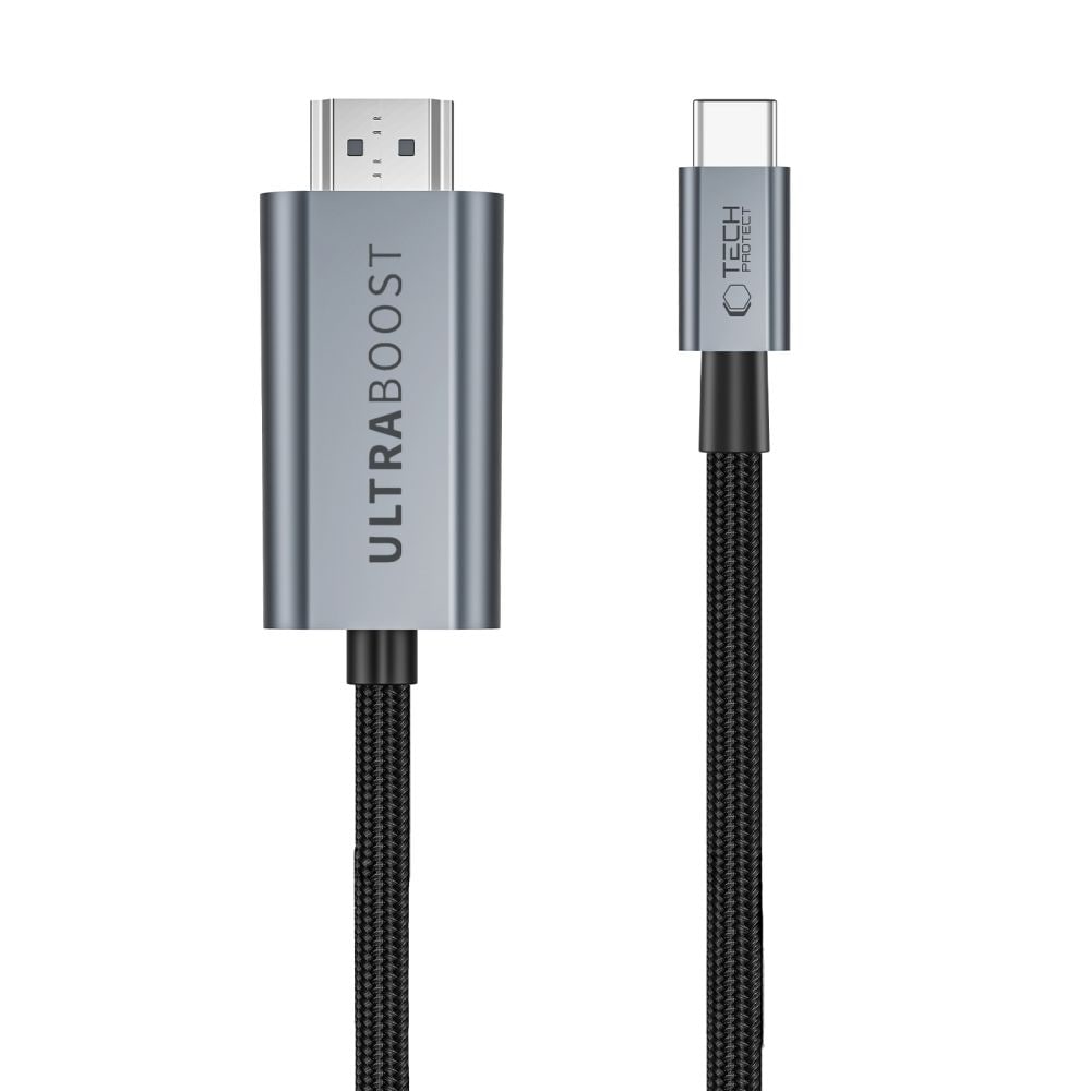 Tech-Protect UltraBoost USB-C HDMI 2.1 60 Hz videokabel 300 cm – grå