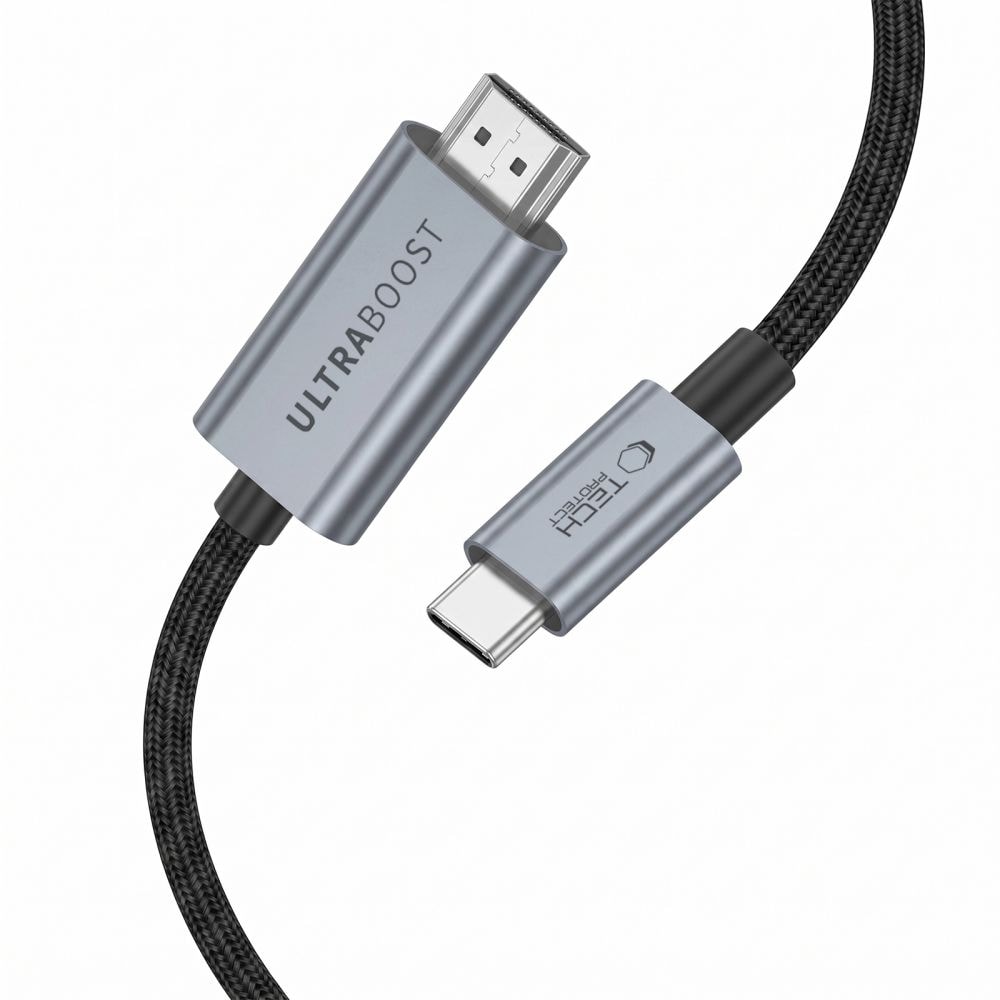 Tech-Protect UltraBoost USB-C HDMI 2.1 60 Hz videokabel 300 cm – grå