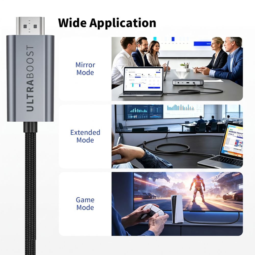 Tech-Protect UltraBoost USB-C HDMI 2.1 60 Hz videokabel 300 cm – grå