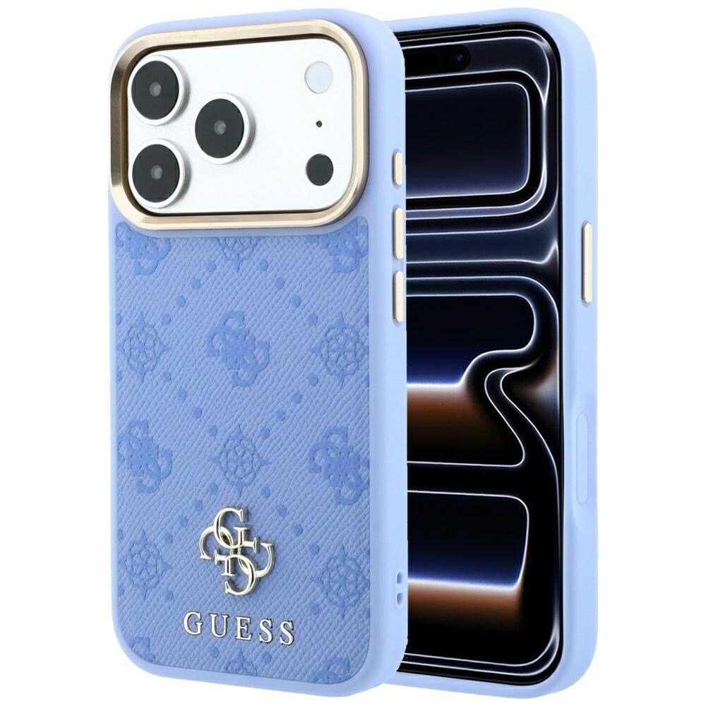 Guess Peony 4G MagSafe-etui med lite logo til iPhone 18 Pro / 17 Pro – Lysblå