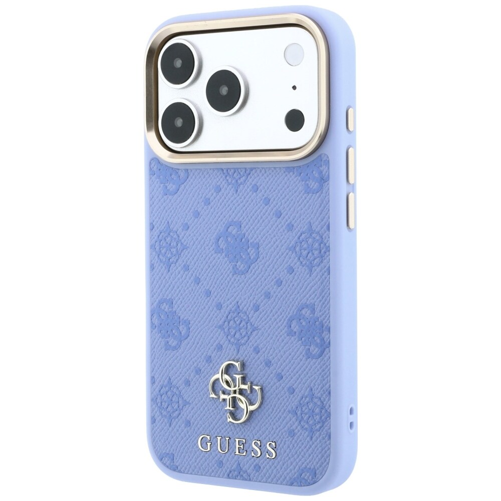 Guess Peony 4G MagSafe-etui med lite logo til iPhone 18 Pro / 17 Pro – Lysblå