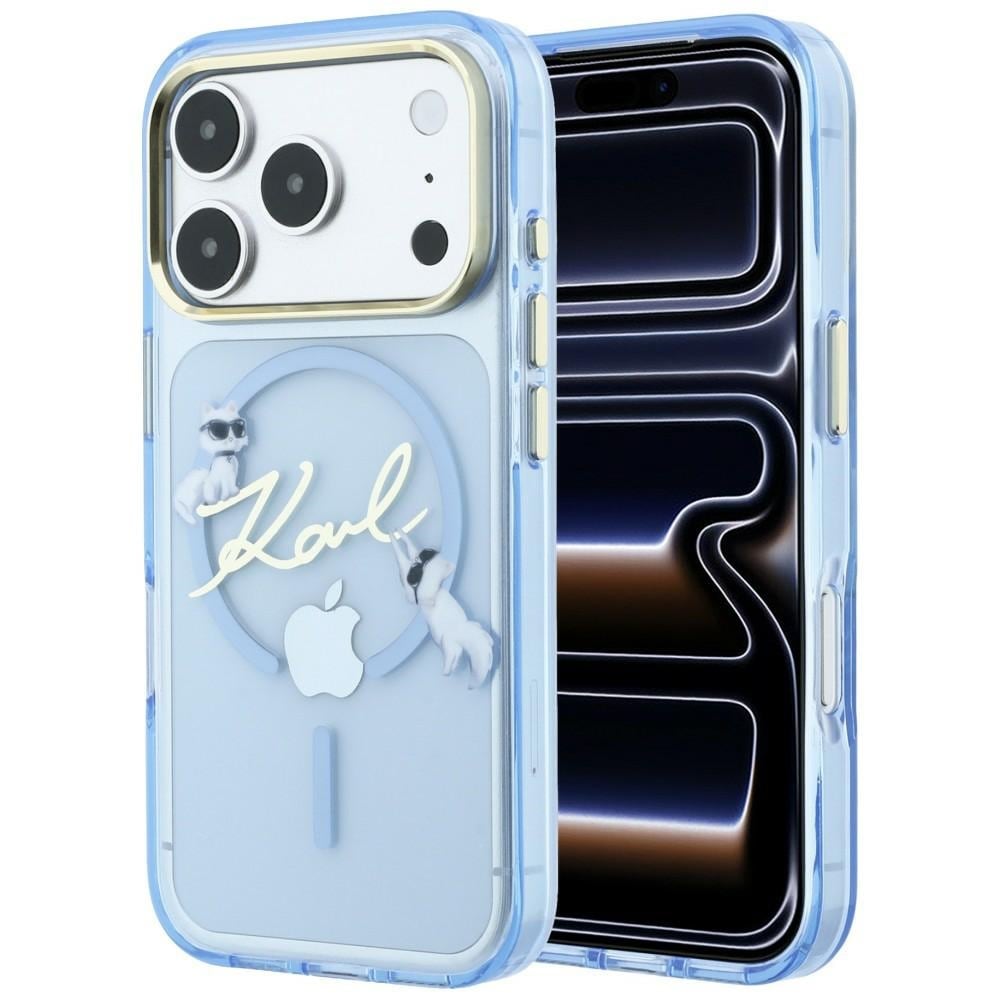 Karl Lagerfeld Script Logo MagSafe-etui til iPhone 18 Pro / 17 Pro – Lyseblå