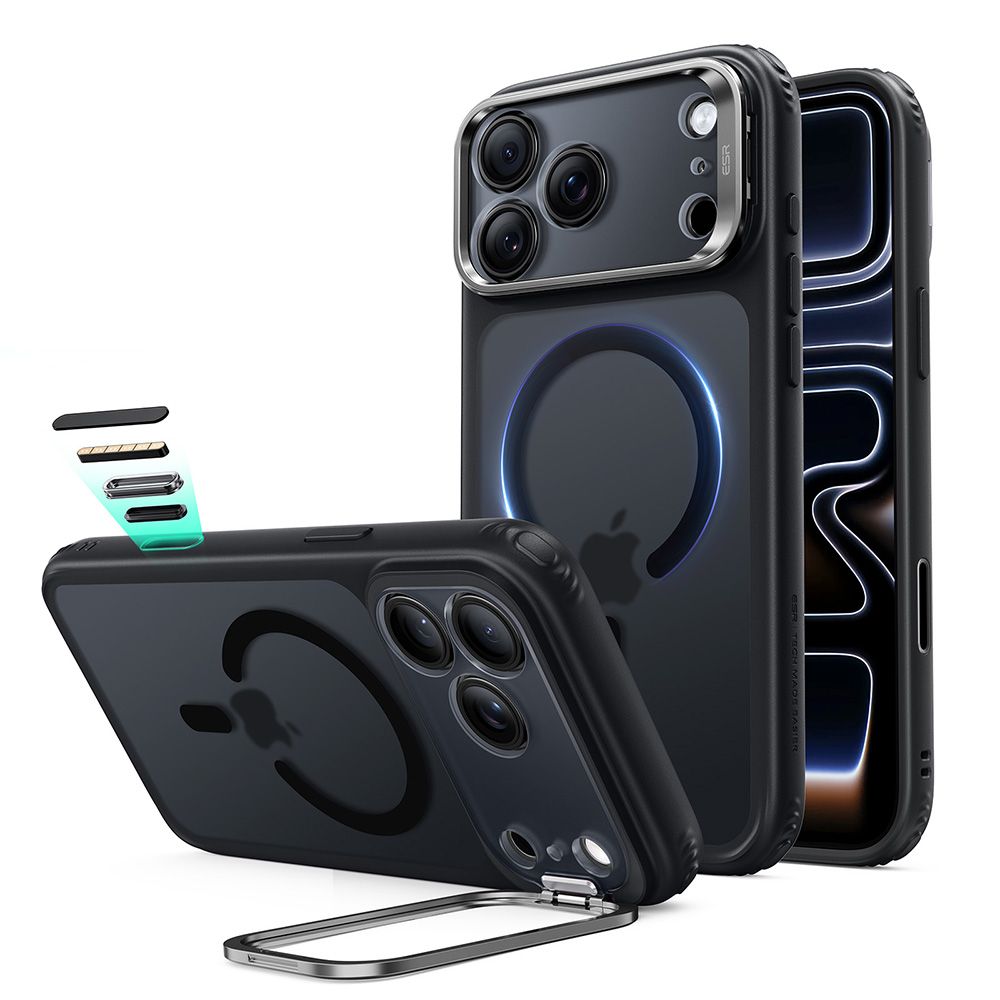 ESR Classic Hybrid-etui med støttefot og MagSafe for iPhone 18 Pro Max / 17 Pro Max – matt svart