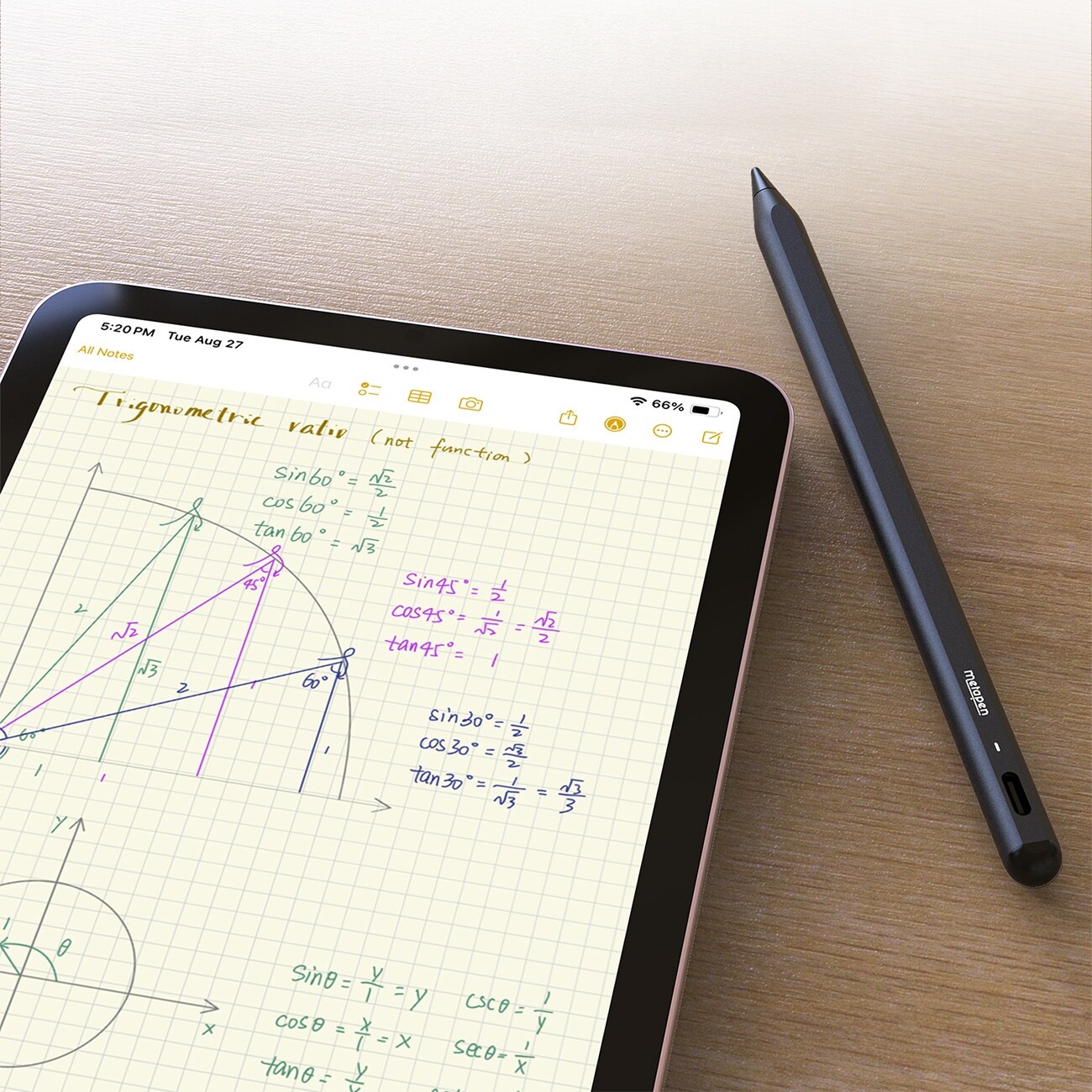 Metapen A8 V4 aktiv stylus til iPad med USB-C – svart
