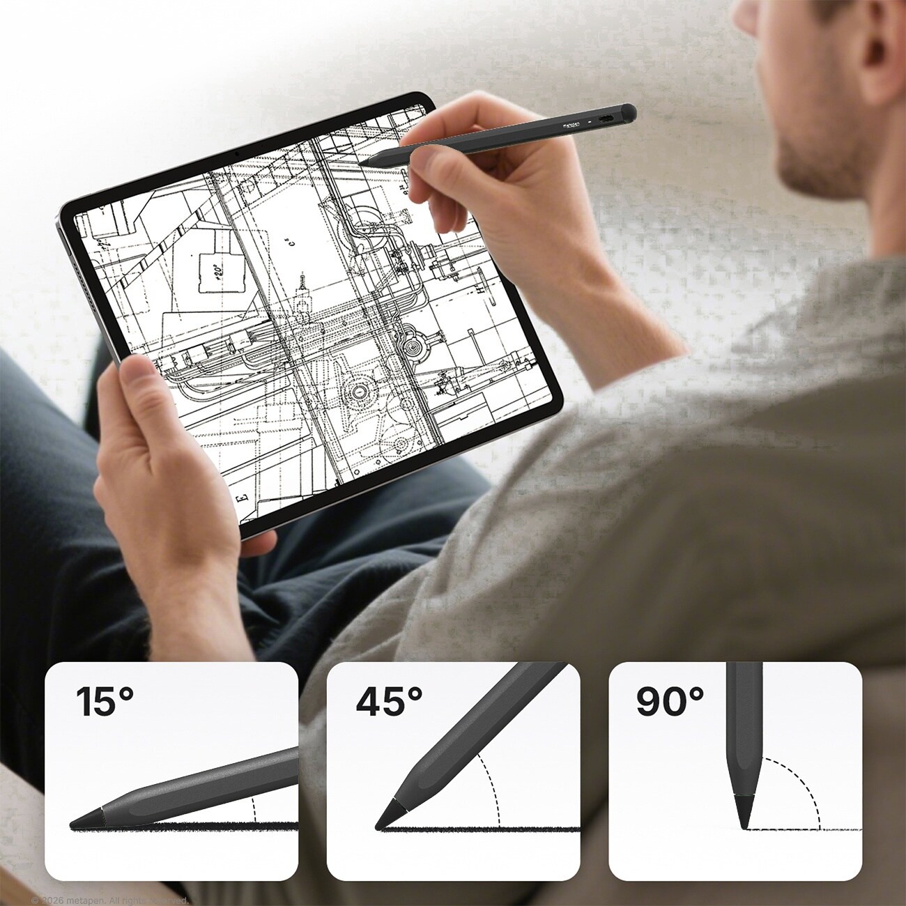 Metapen A8 V4 aktiv stylus til iPad med USB-C – svart