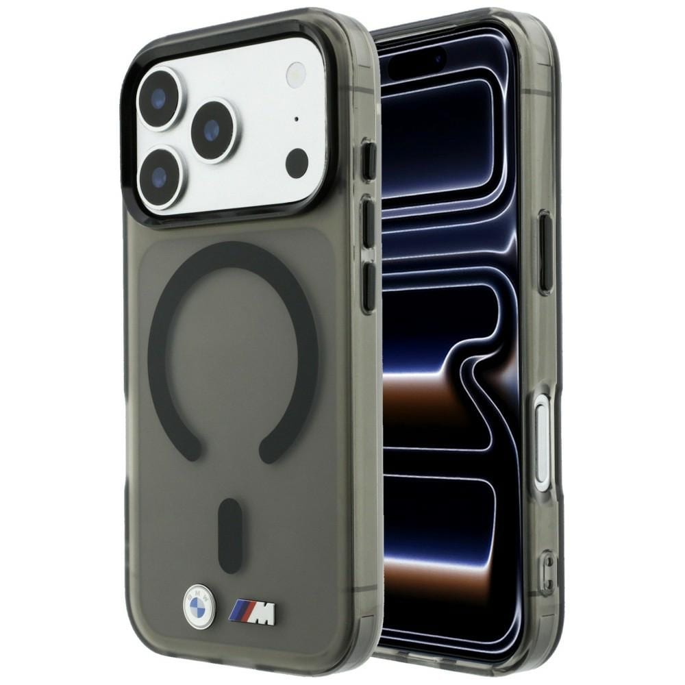 BMW M IML frostet metall-logo og dekor, MagSafe-etui til iPhone 18 Pro Max / 17 Pro Max – svart