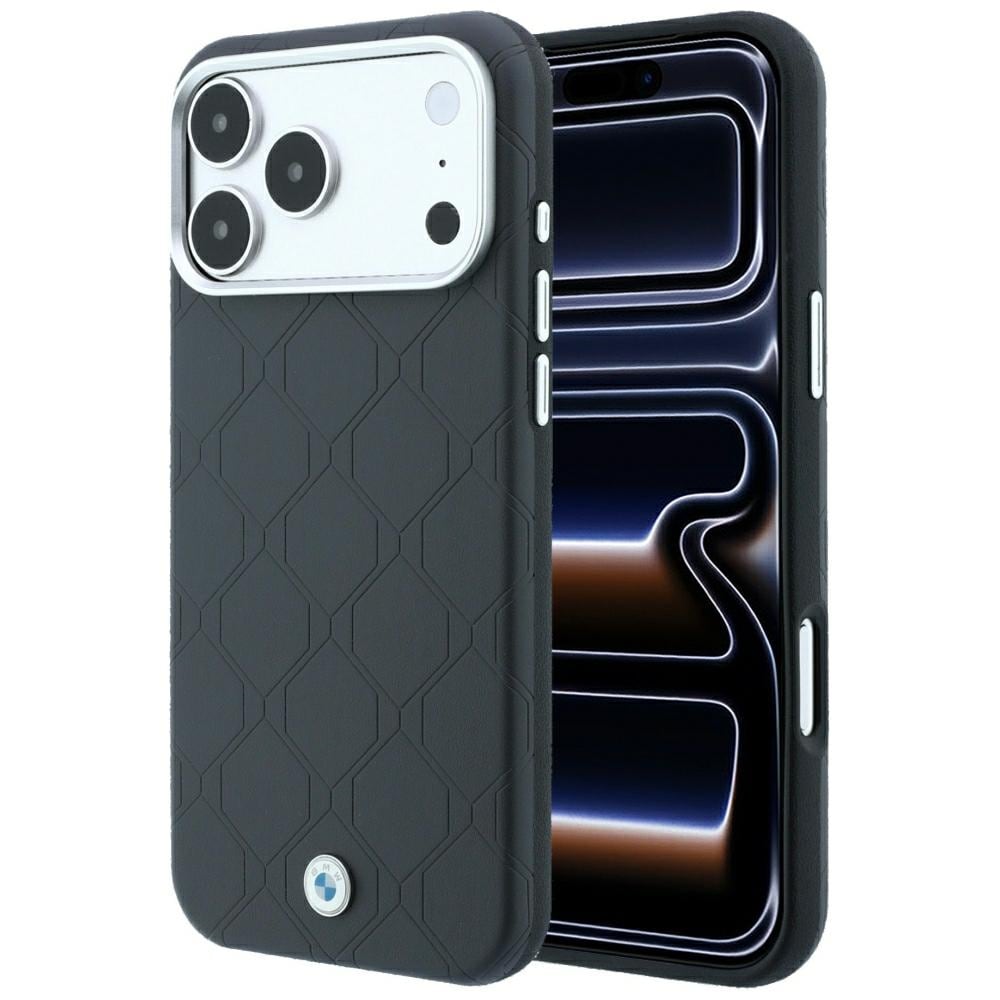 BMW Sign MagSafe-etui med preget, vattert metallogo for iPhone 18 Pro / 17 Pro – mørkegrå