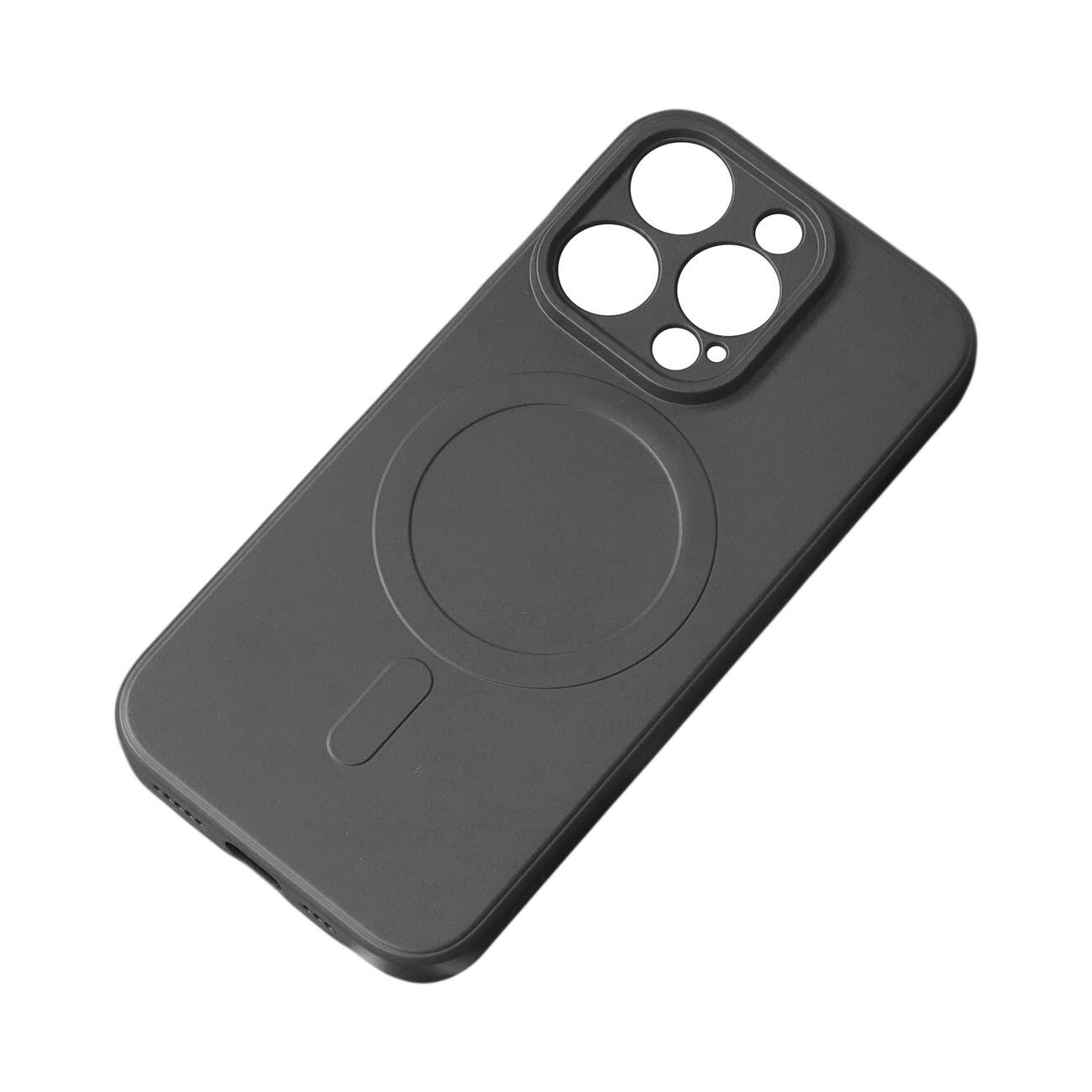 MagSafe-kompatibelt silikonetui til iPhone 15 Plus – svart