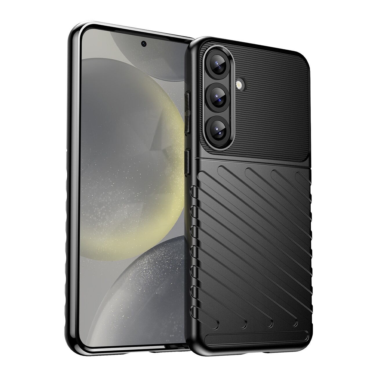 Thunder-etui til Samsung Galaxy S25+ – silikonetui med ekstra beskyttelse – svart