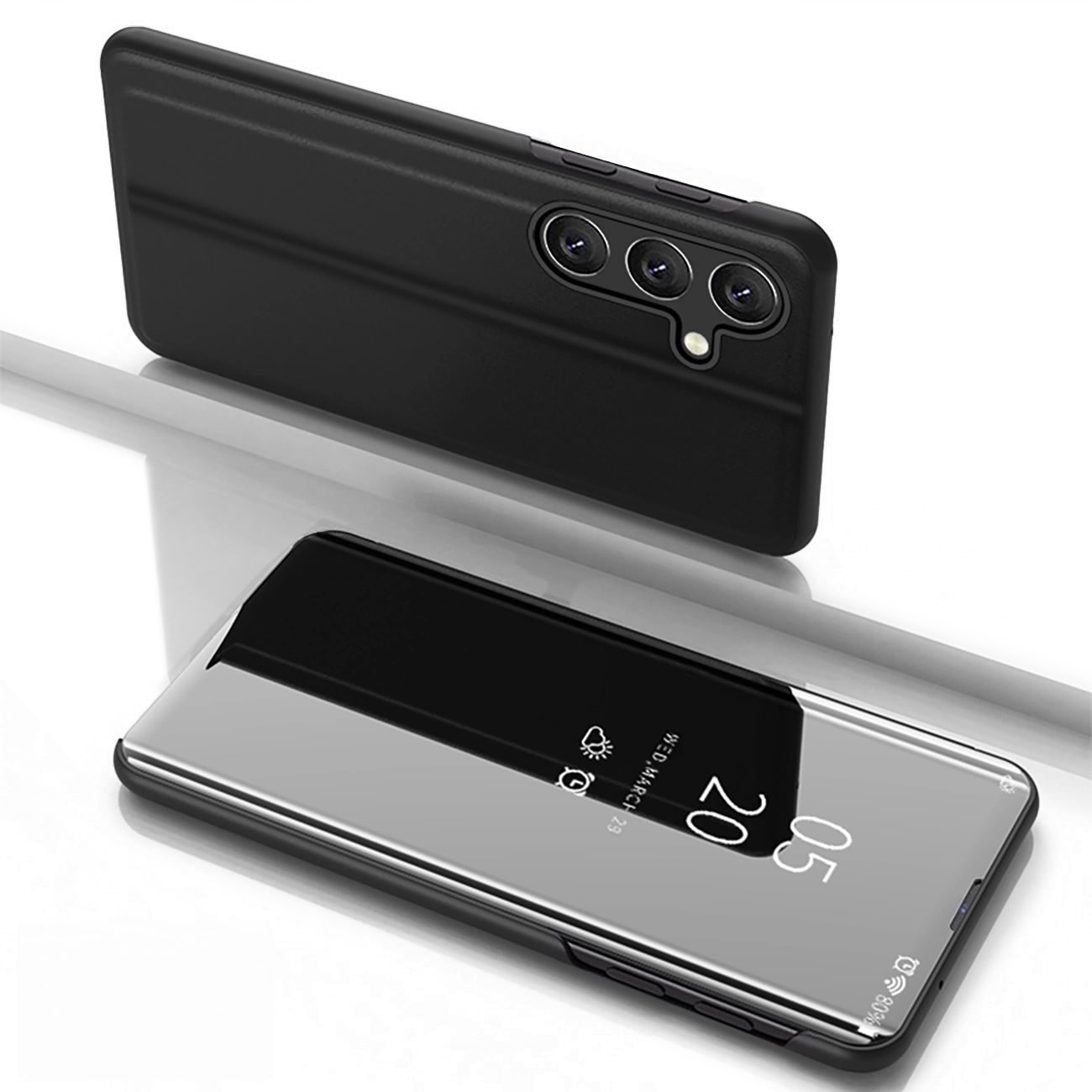 Clear View-etui til Samsung Galaxy S25+ med klaff – svart