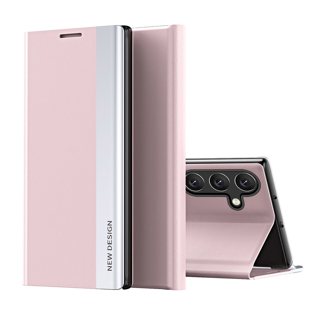 Sleep Case Pro-etui til Samsung Galaxy S25+ med klaff og stativ – rosa