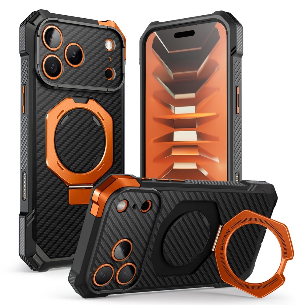 Supcase UB Grip Mag MagSafe Aramid-etui til iPhone 18 Pro Max / 17 Pro Max – svart og oransje