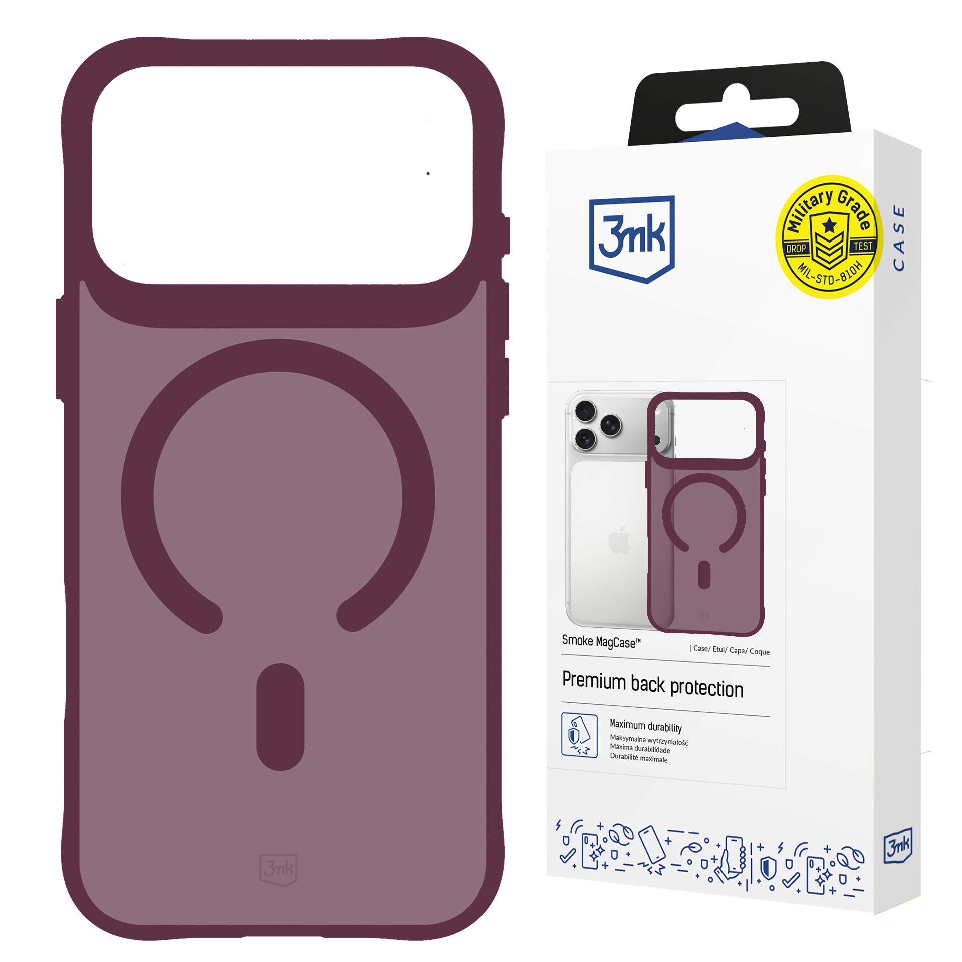 3mk Smoke MagCase-etui til iPhone 18 Pro / 17 Pro – burgunder