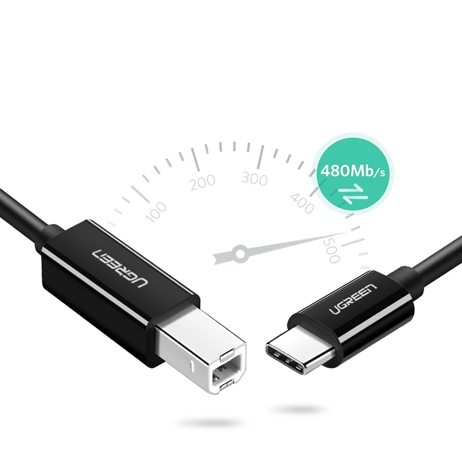 Ugreen US241 USB-C 2.0 – USB-B-kabel 1 m – svart