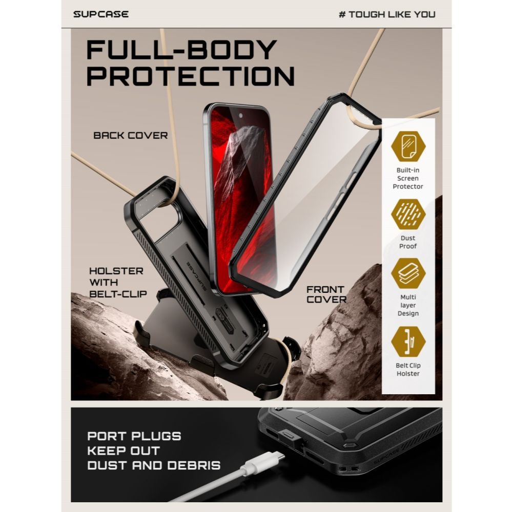 Supcase Unicorn Beetle Pro-etui til Google Pixel 11 Pro XL – svart
