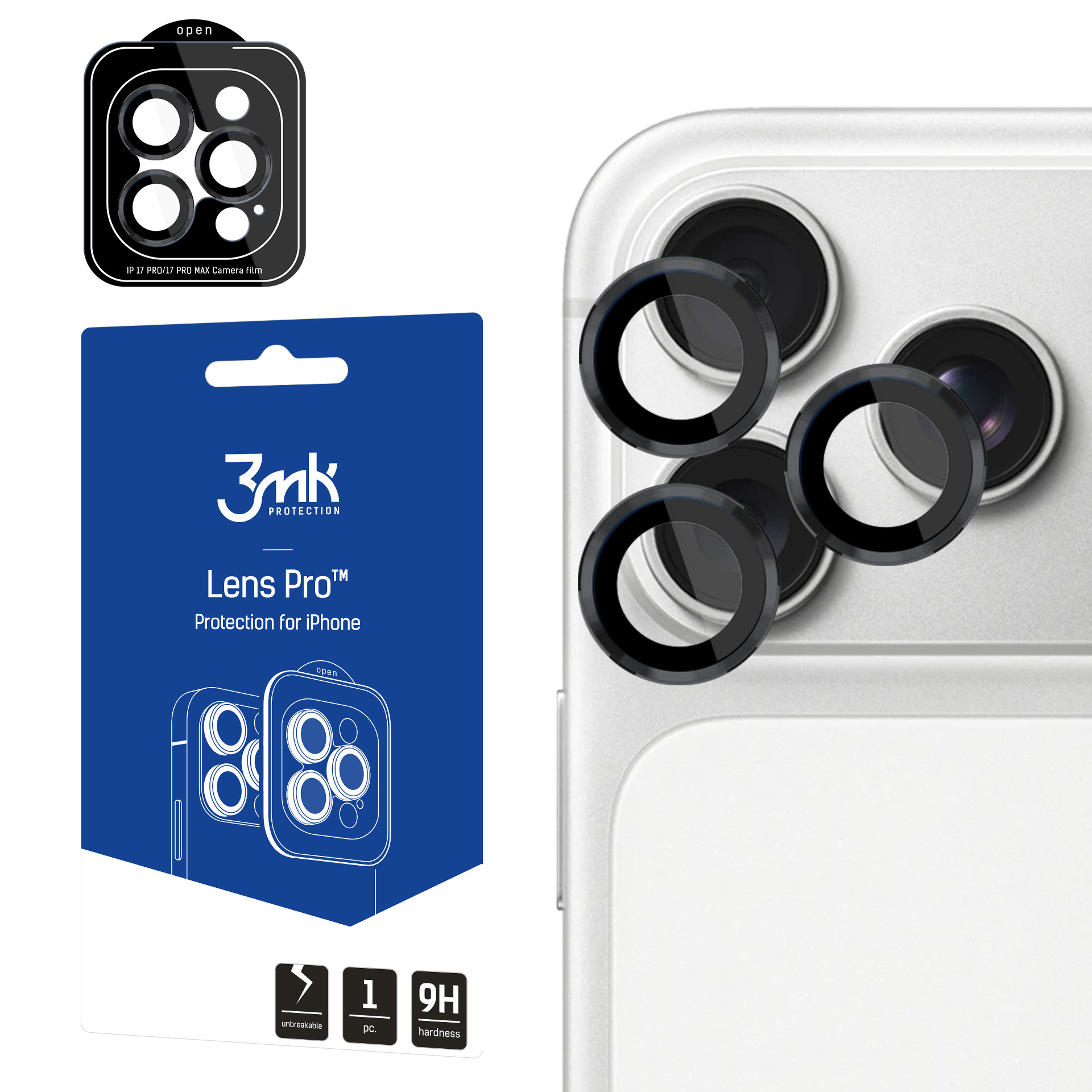 3mk Lens Protection Pro – svart herdet glass til iPhone 18 Pro / 18 Pro Max