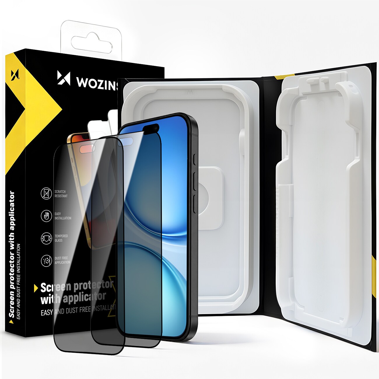 Wozinsky EasyFit Privacy Glass skjermbeskytter til iPhone 18 Pro Max – 2 stk.