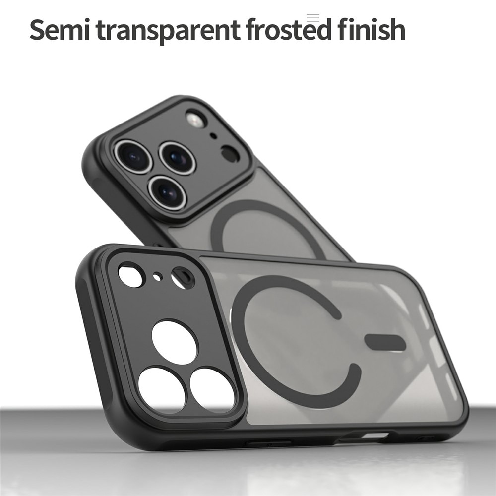 iPhone 18 Pro / 17 Pro PC TPU magnetisk matt deksel, støtsikkert – svart