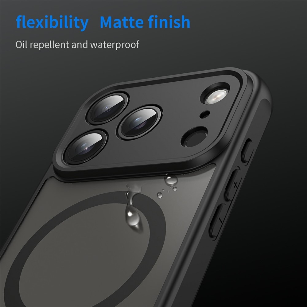iPhone 18 Pro Max / 17 Pro Max PC TPU magnetisk matt deksel, støtsikkert – svart