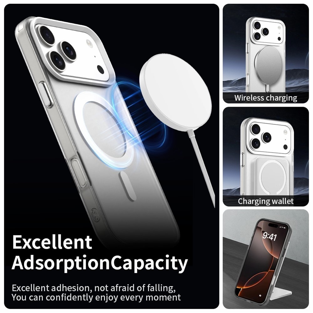 For iPhone 18 Pro / 17 Pro magnetisk etui, fallbeskyttende hybrid-bakdeksel – hvitt