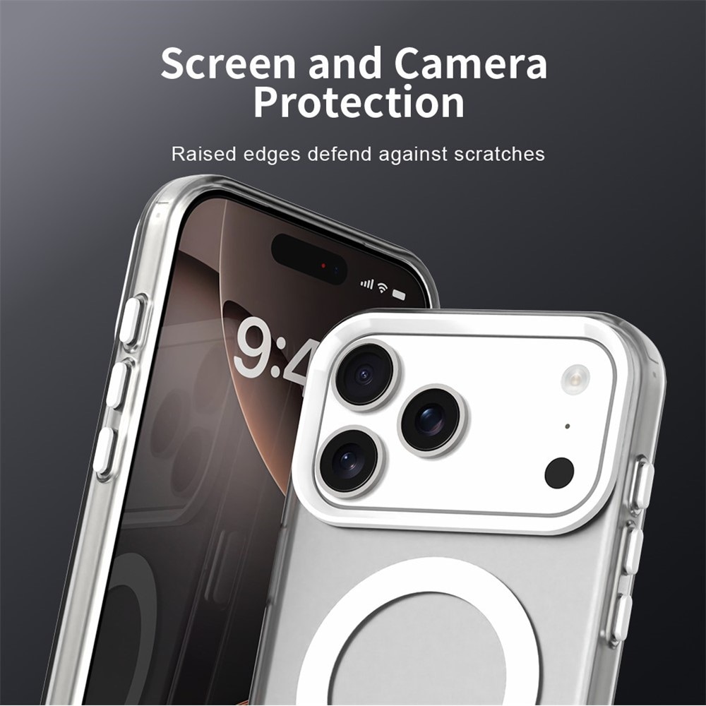 iPhone 18 Pro Max / 17 Pro Max PC/PET/TPU-hybrid med magnetlås – hvit