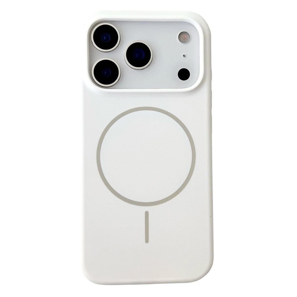 Magnetisk etui i flytende silikon med fallbeskyttelse til iPhone 18 Pro / 17 Pro – hvitt