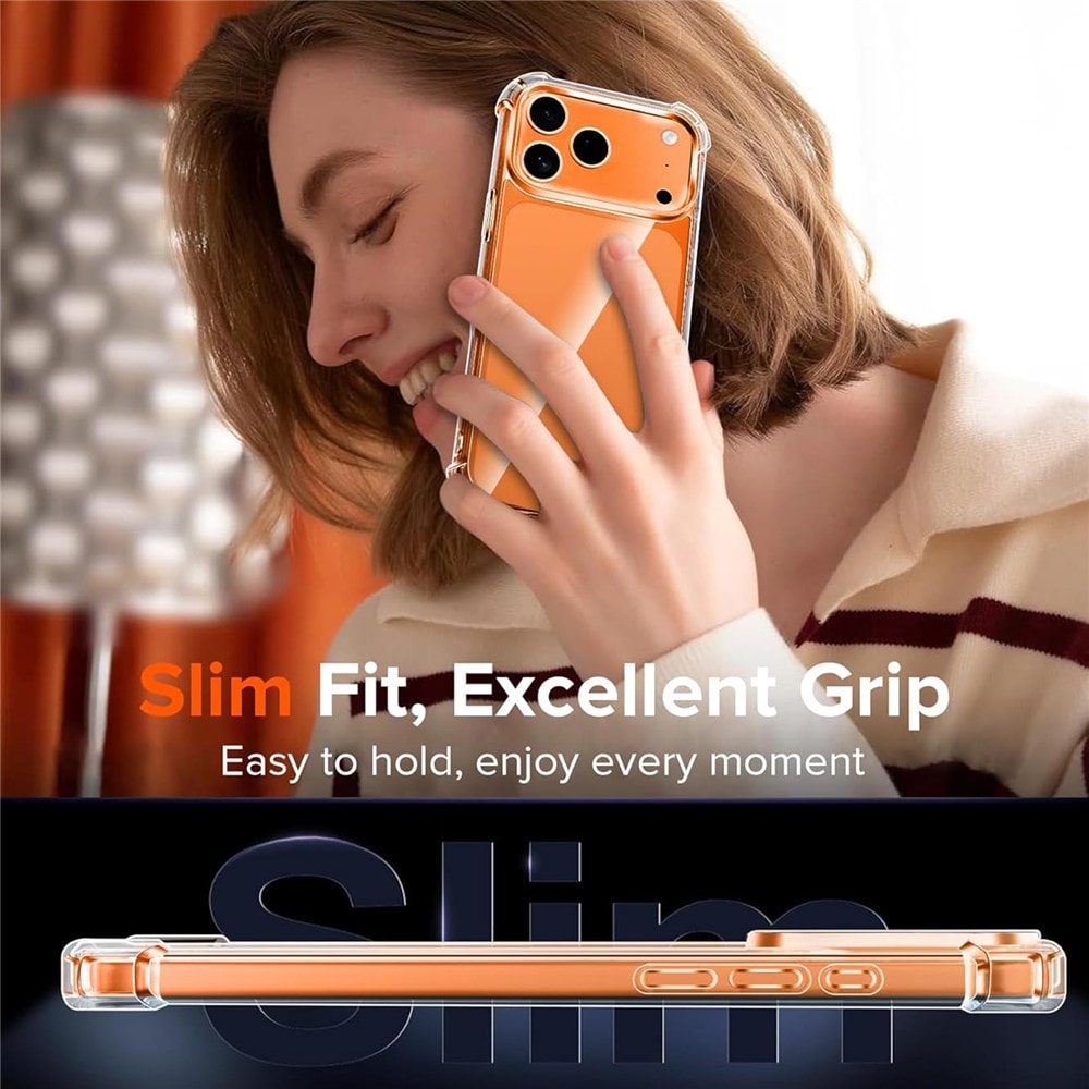 Hybrid-etui i akryl og TPU til iPhone 18 Pro Max / 17 Pro Max med kamerabeskyttelse – gjennomsiktig