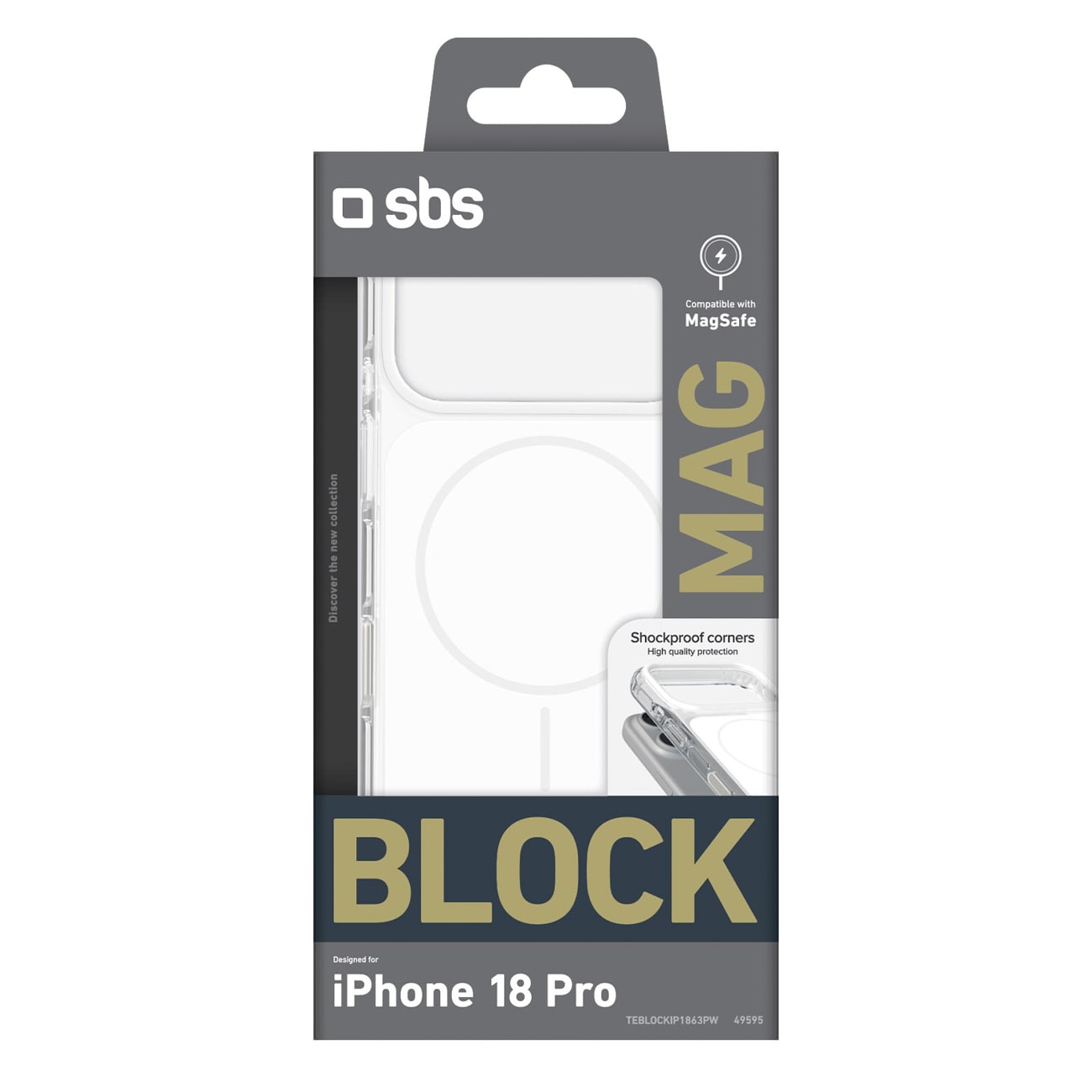 SBS Block-etui til iPhone 18 Pro, MagSafe-kompatibelt – hvitt