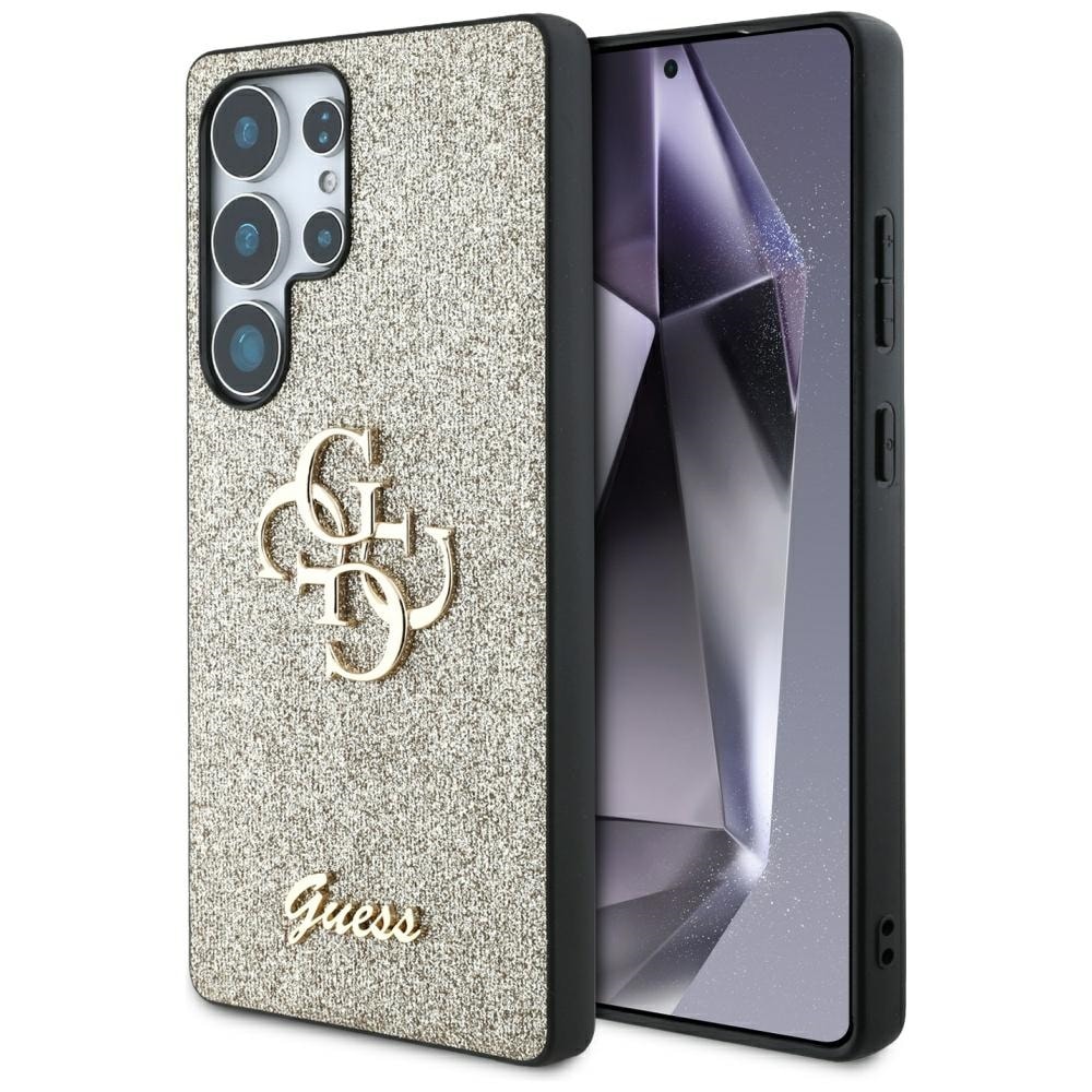 Guess Fixed Glitter Big 4G metalllogo-etui til Samsung Galaxy S25 Ultra – gull