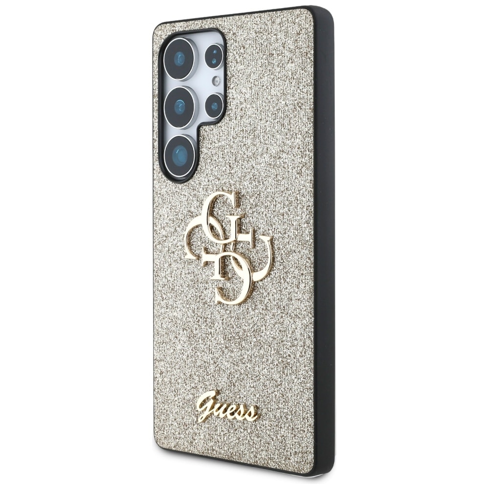 Guess Fixed Glitter Big 4G metalllogo-etui til Samsung Galaxy S25 Ultra – gull