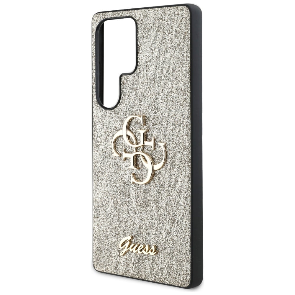 Guess Fixed Glitter Big 4G metalllogo-etui til Samsung Galaxy S25 Ultra – gull