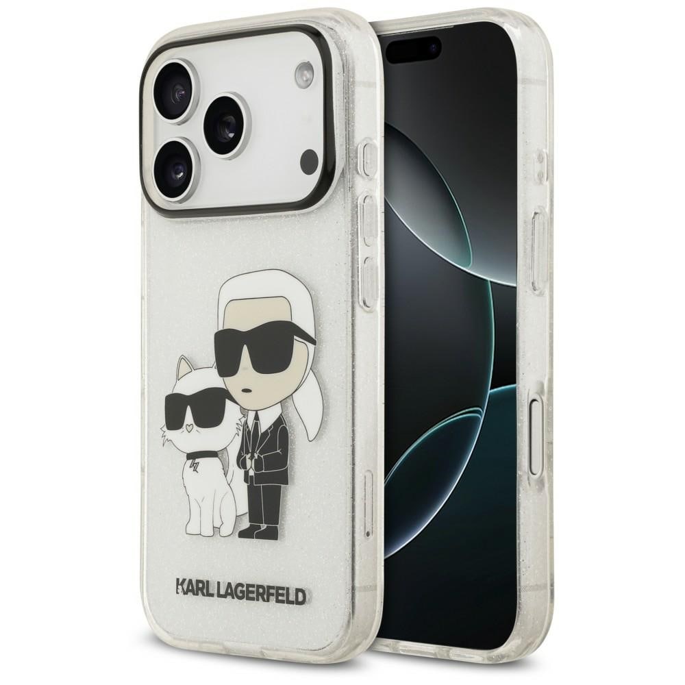 Karl Lagerfeld IML NFT Glitter Karl&Choupette-etui til iPhone 18 Pro / 17 Pro – gjennomsiktig